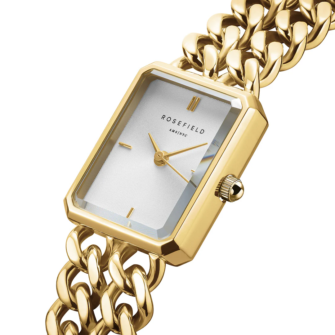 Rosefield - Studio Gold Edition m. lænke, 19,5x24 mm - Hvid, rustfrit stål - Image 3