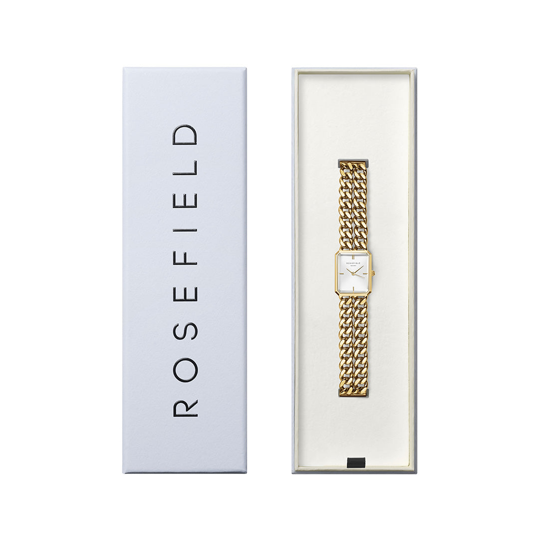 Rosefield - Studio Gold Edition m. lænke, 19,5x24 mm - Hvid, rustfrit stål - Image 5
