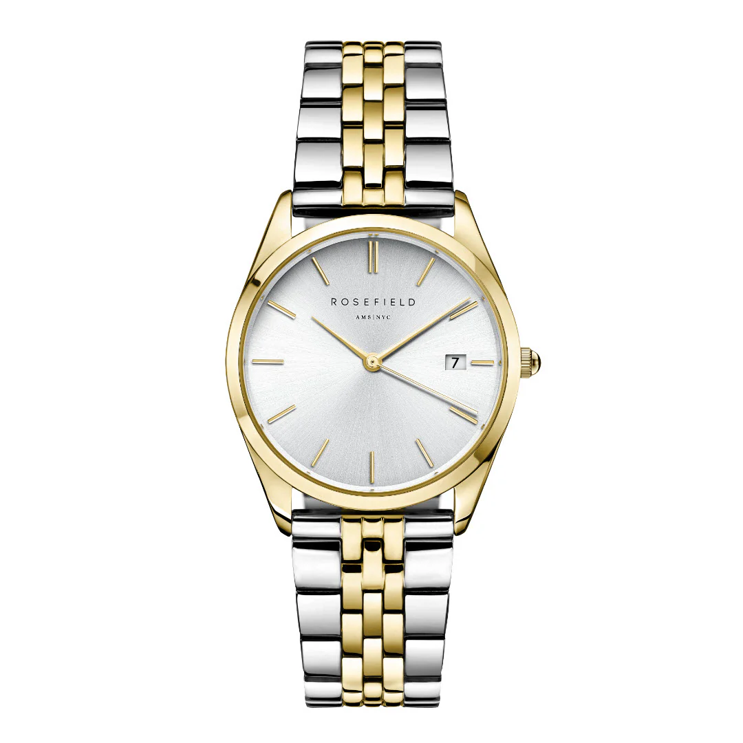 Rosefield - The Ace Silver & Gold med lænke, 33 mm - Sølv, rustfrit stål