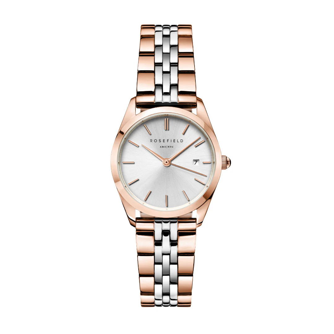 Rosefield - The Ace XS Silver & Rosegold m. lænke, 29 mm - Sølv, rustfrit stål