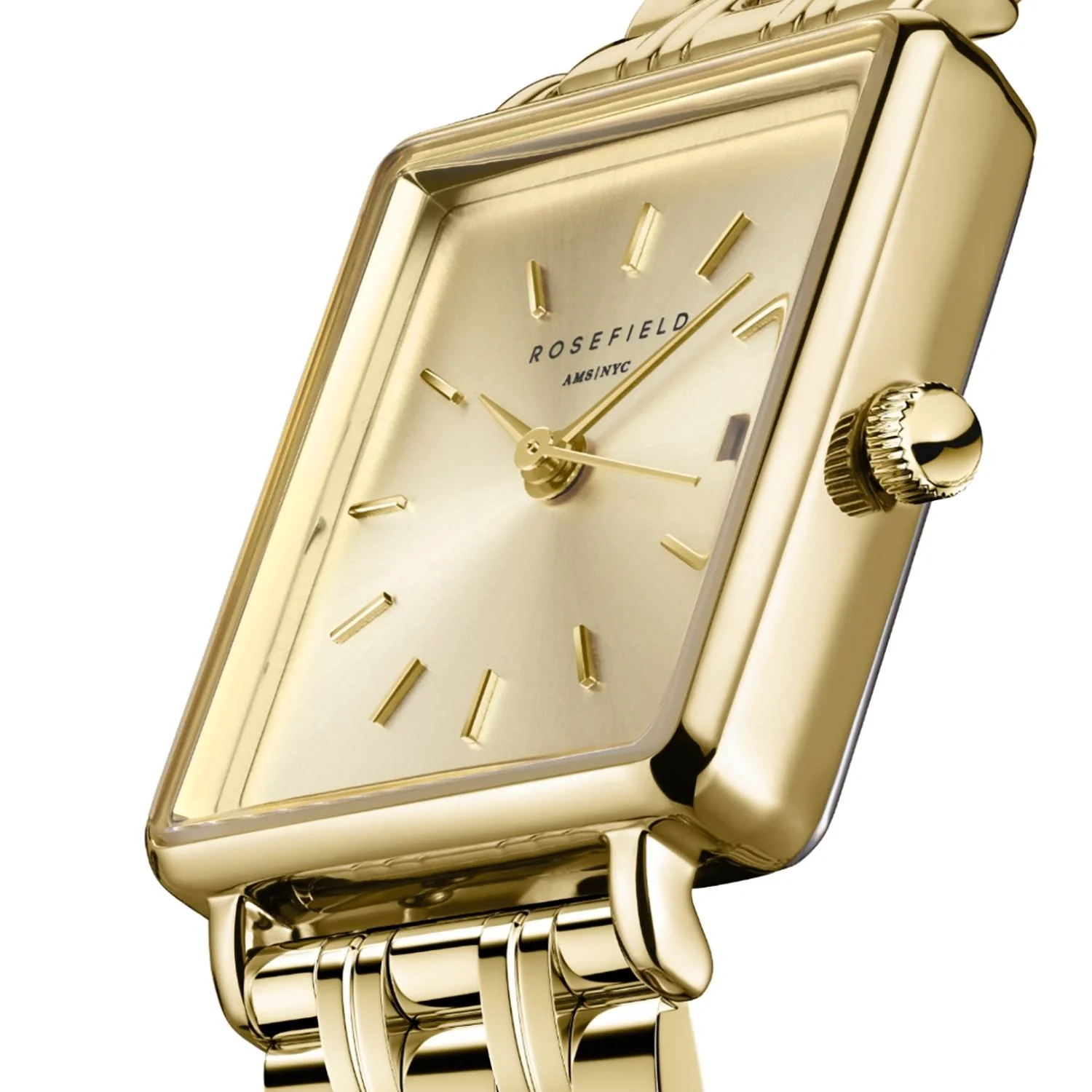 Rosefield - The Boxy XS Champagne m. lænke, 22x24 mm - Guld, rustfrit stål - Image 3