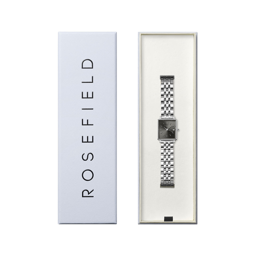 Rosefield - The Boxy XS Gunmetal m. lænke, 26x28 mm - Sort, rustfrit stål - Image 3