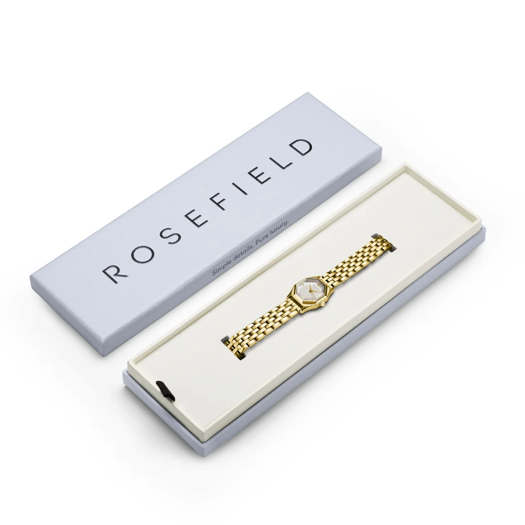 Rosefield - The Gemme Gold m. lænke, 21,5x27,5 mm - Hvid, rustfrit stål - Image 6