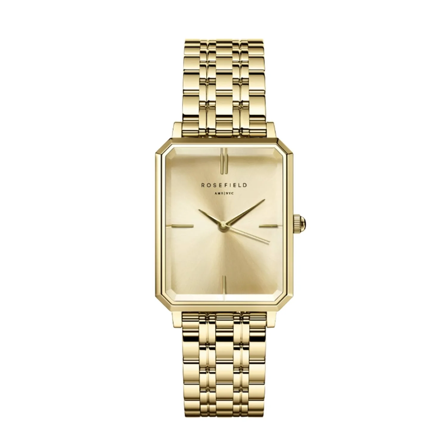 Rosefield - The Octagon Champagne m. lænke, 23x29 mm - Guld, rustfrit stål