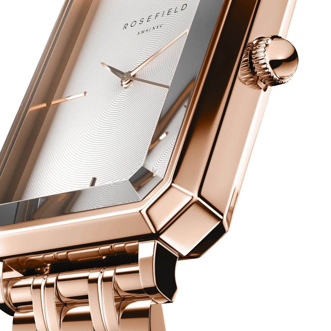 Rosefield - The Octagon Rosegold m. lænke, 23x29 mm - Hvid, rustfrit stål - Image 3