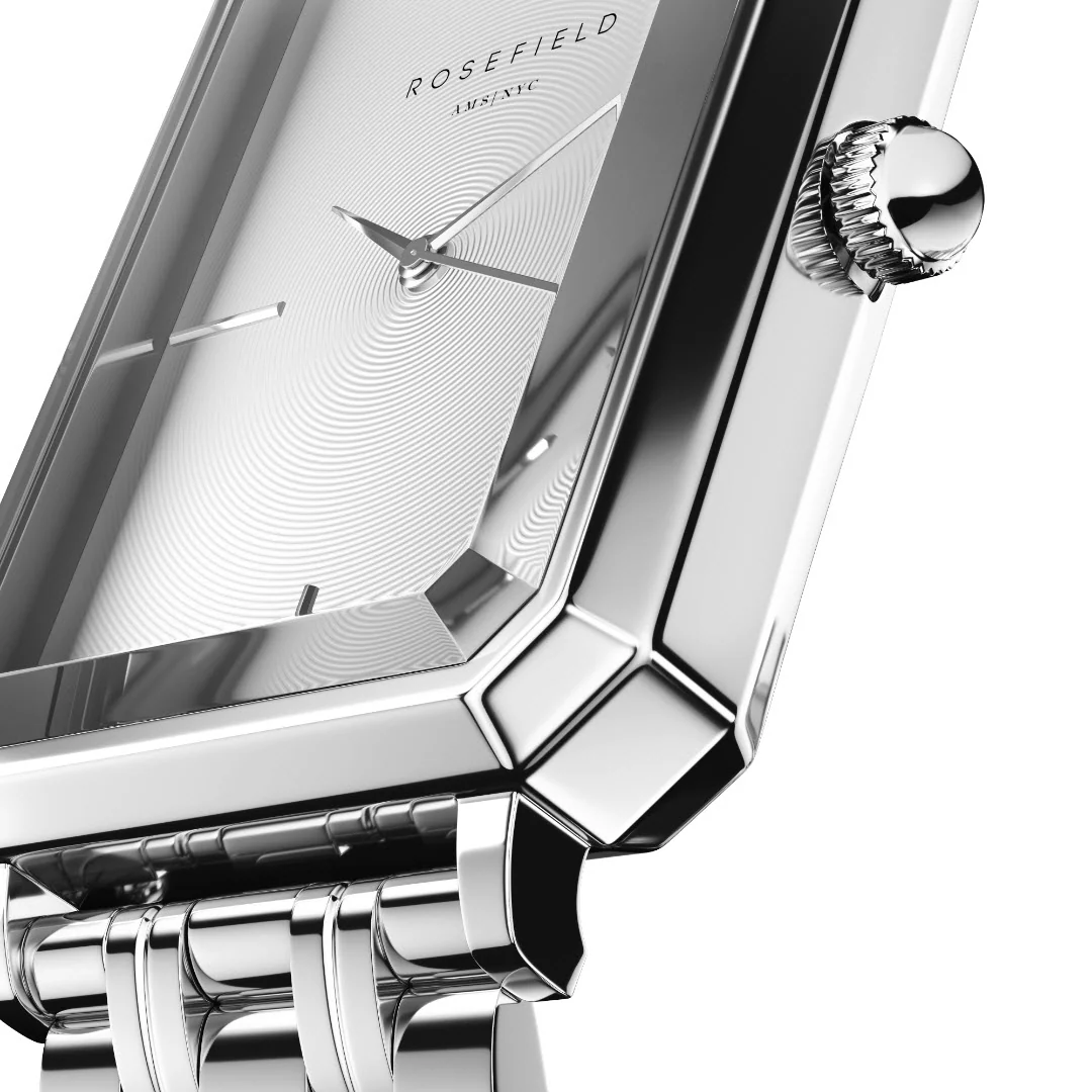 Rosefield - The Octagon Silver m. lænke, 23x29 mm - Hvid, rustfrit stål - Image 3