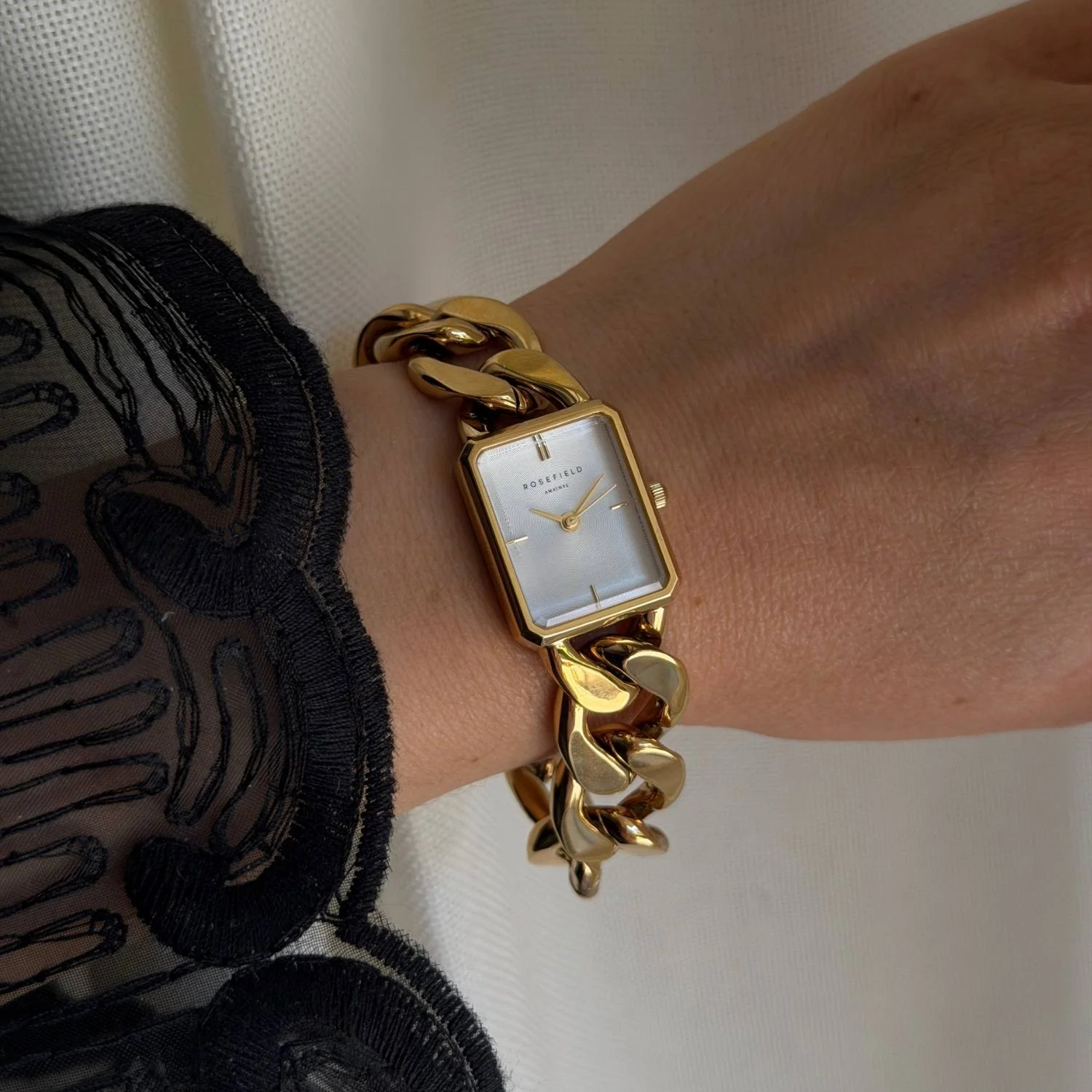 Rosefield - The Octagon XS Chain Gold, 19,5x24 mm - Hvid, rustfrit stål - Image 2