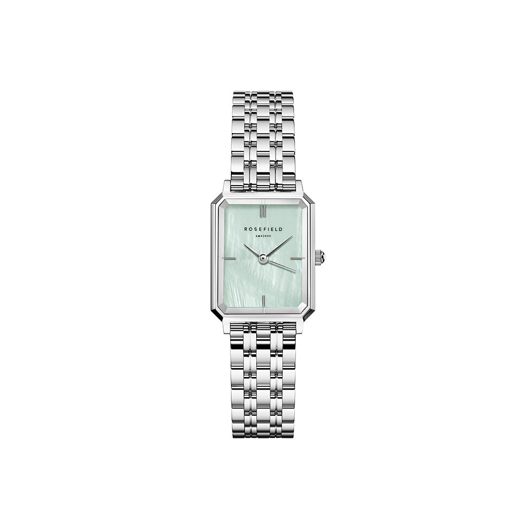 Rosefield - The Octagon XS Silver m. lænke, 19,5x24 mm - Blå, rustfrit stål