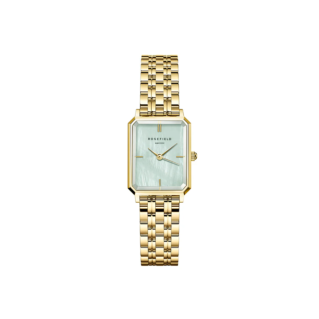 Rosefield - The Octagon XS Gold m. lænke, 19,5x24 mm - Blå, rustfrit stål