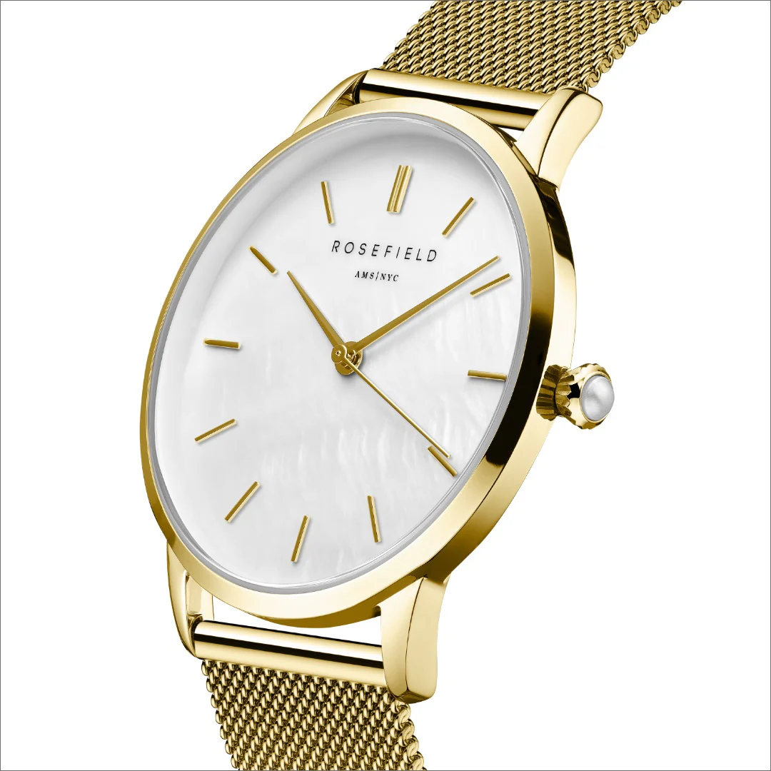Rosefield - The Pearl Edit Gold m. lænke, 36 mm - Hvid, rustfrit stål - Image 2