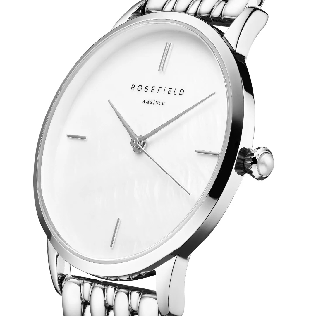 Rosefield - The Pearl Edit Silver m. lænke, 36 mm - Perlemor, rustfrit stål - Image 2