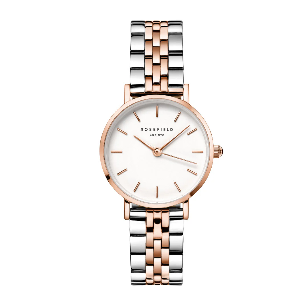 Rosefield - The Small Edit Silver & Rosegold, 26 mm - Hvid, rustfrit stål