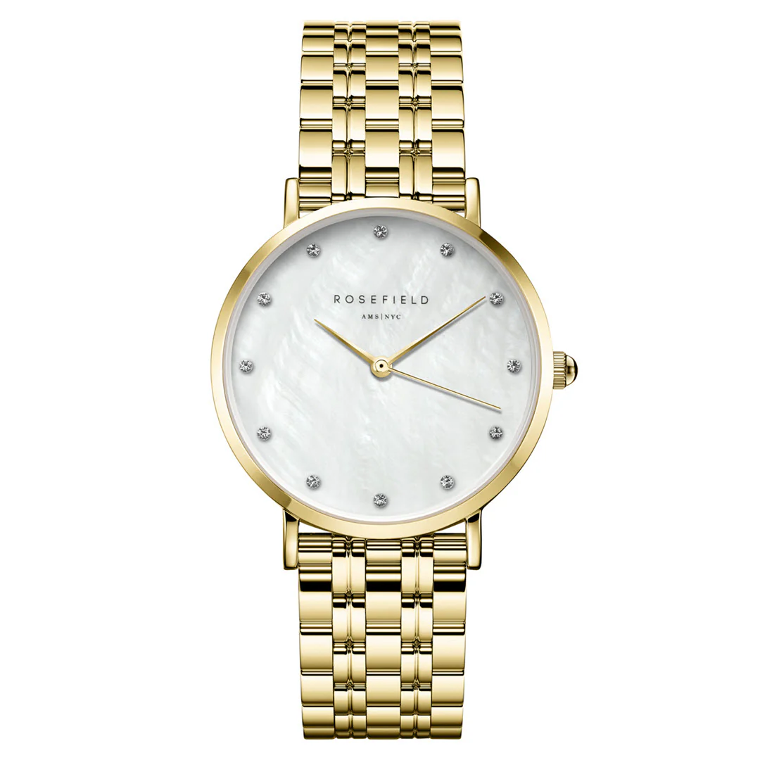 Rosefield - The Upper East Side Gold m. lænke 33 mm - Perlemor, rustfrit stål