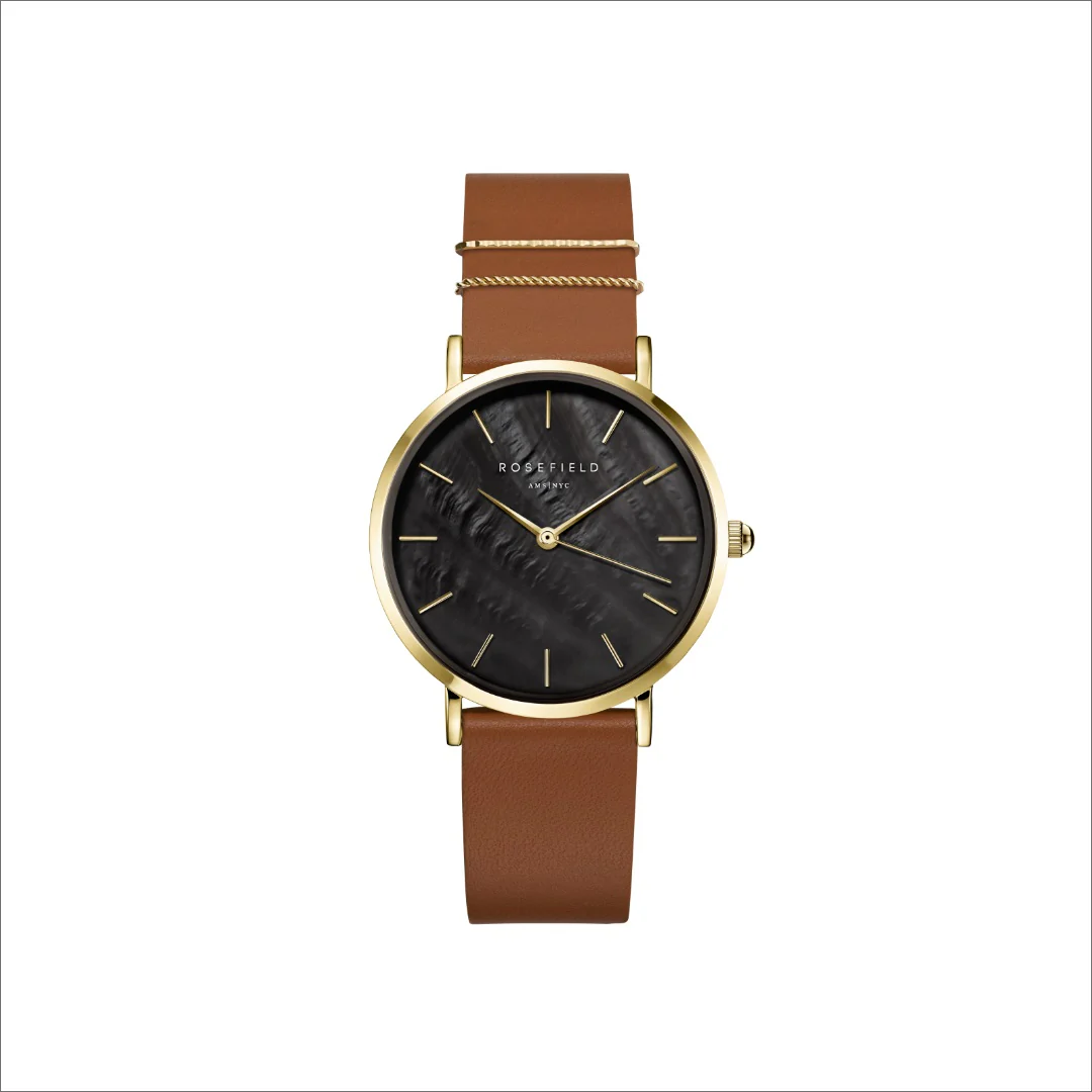 Rosefield - The West Village Brown m. rem, 33 mm - Sort, rustfrit stål