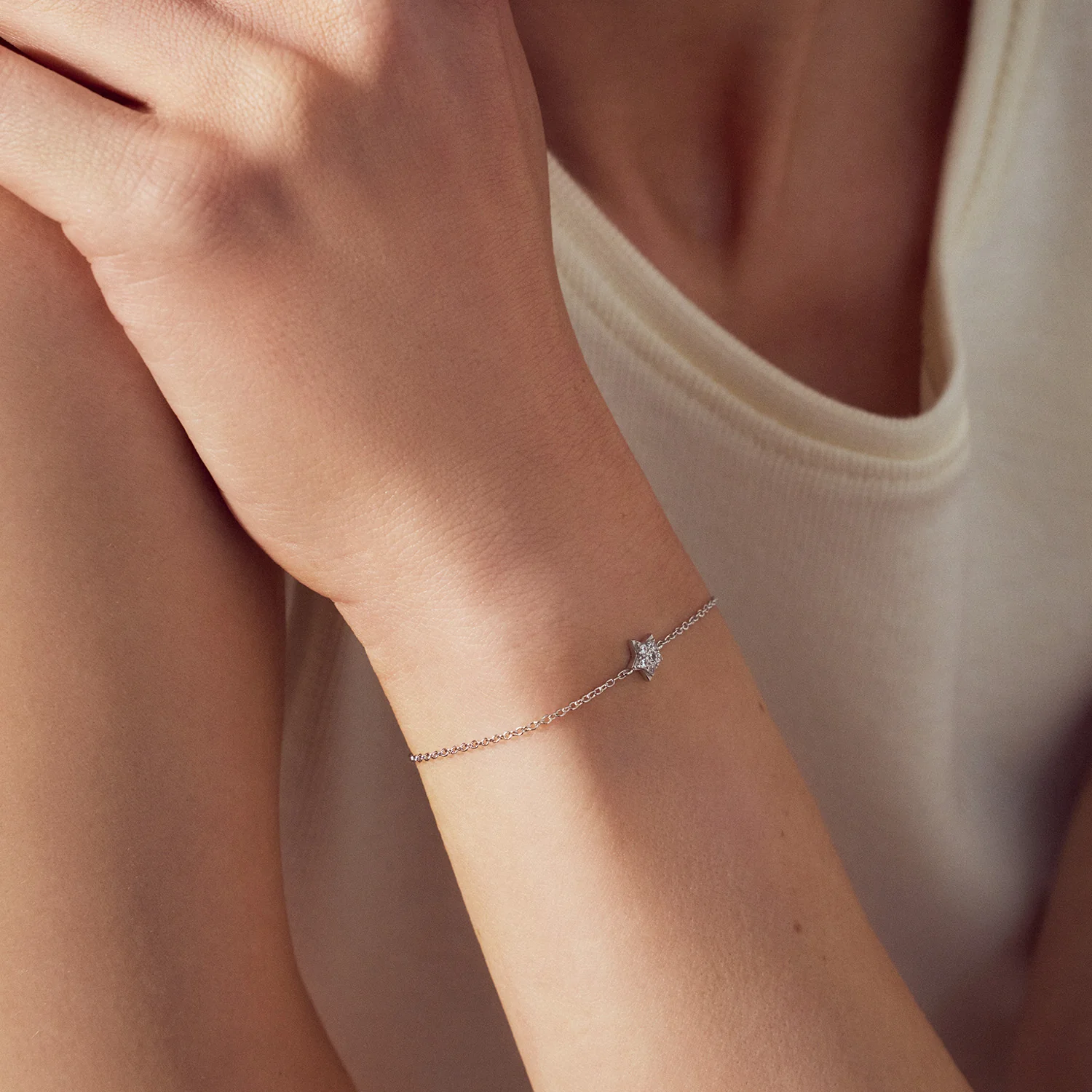 Sif Jakobs - Astri armbånd m. zirkonia, 18 cm - Forgyldt sølv - Image 2