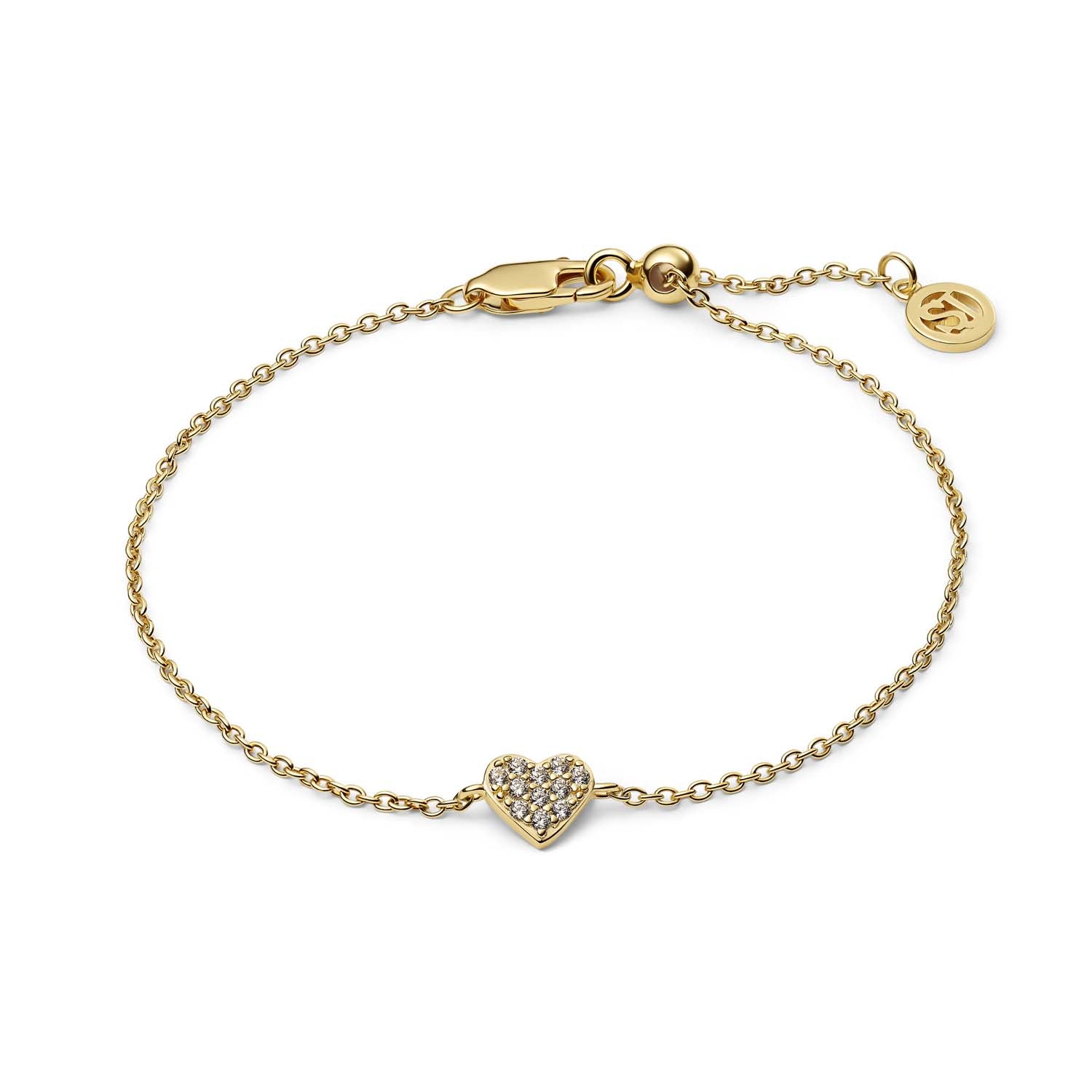 Sif Jakobs - Cuore armbånd m. zirkonia, 18 cm - Forgyldt sølv