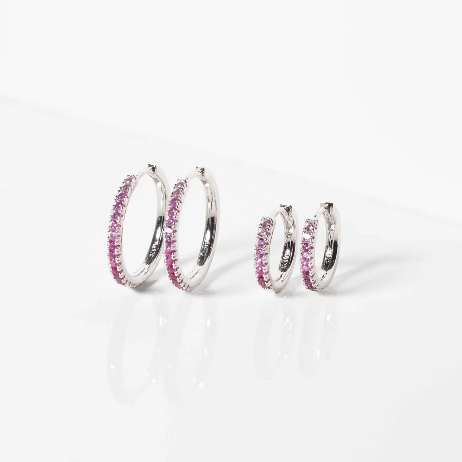 Sif Jakobs - Ellera Grande creoler, pink - Sølv - Image 3