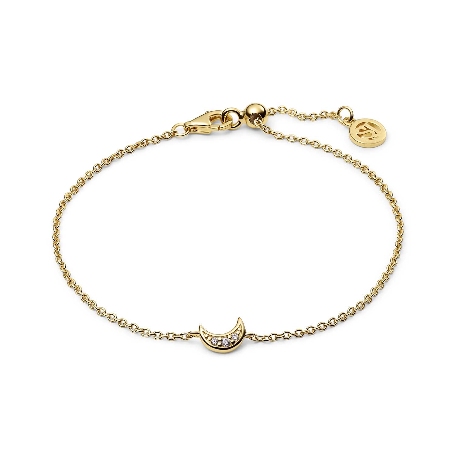 Sif Jakobs - Luna armbånd m. zirkonia, 18 cm - Forgyldt sølv