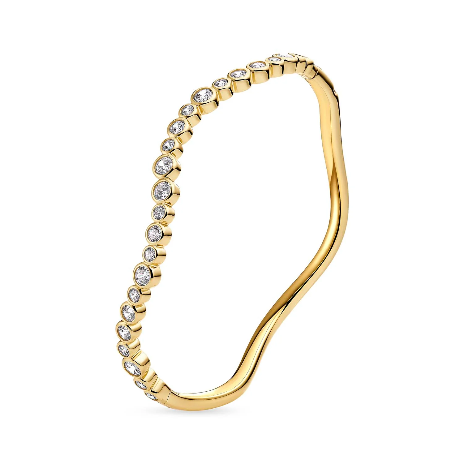Sif Jakobs - Sardinien Wave armring, zirkonia/45x59 mm - Forgyldt sølv