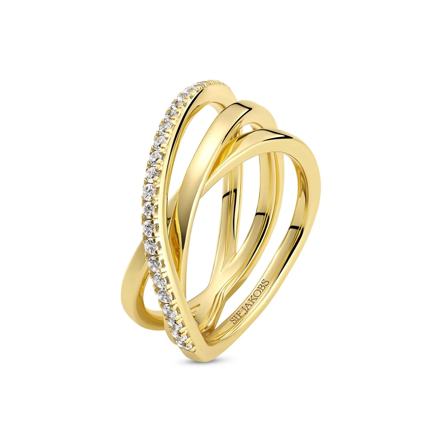 Sif Jakobs - Spirale ring, zirkonia - Forgyldt sølv