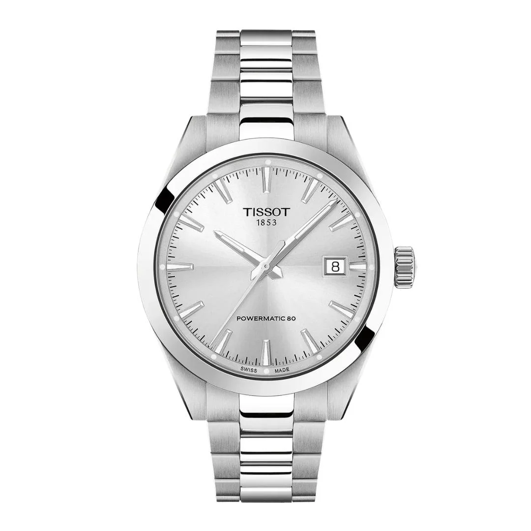 Tissot - Gentleman m sølv urskive, 38 mm - T1658071103100
