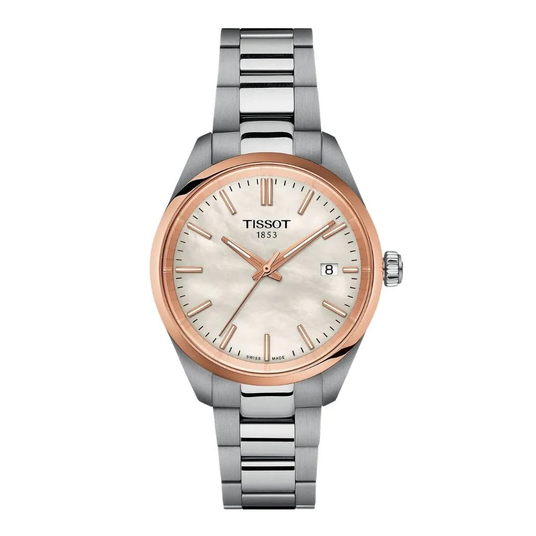 Tissot - PR 100 bicolor m. perlemor urskive, 34 mm - T1502102111100