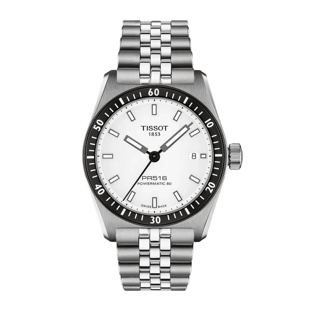 Tissot - PR516 PM80 m. hvid urskive, 38 mm - T1494071103100