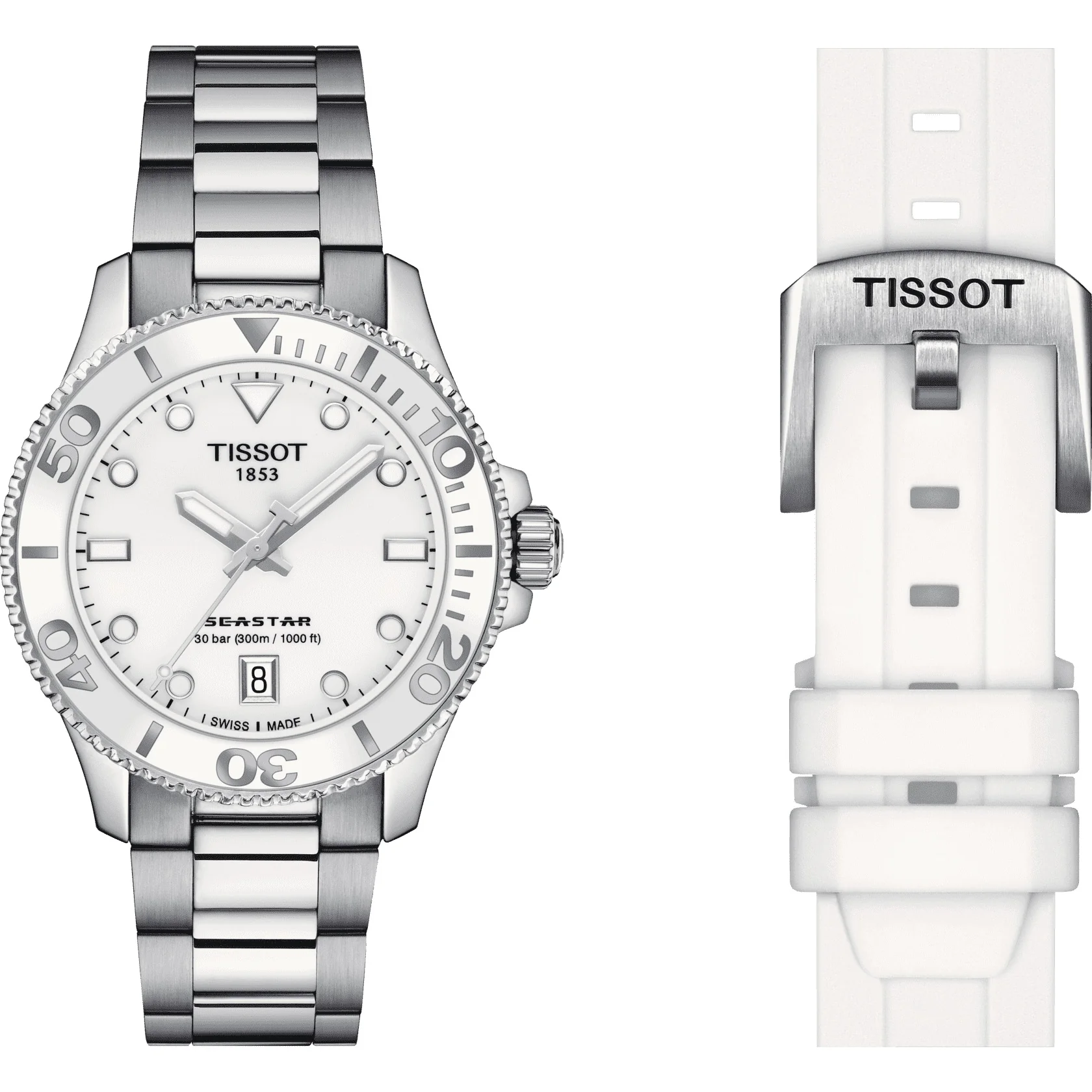 Tissot - Seastar 1000, 36 mm hvid urskive - T1202101101100 - Image 7