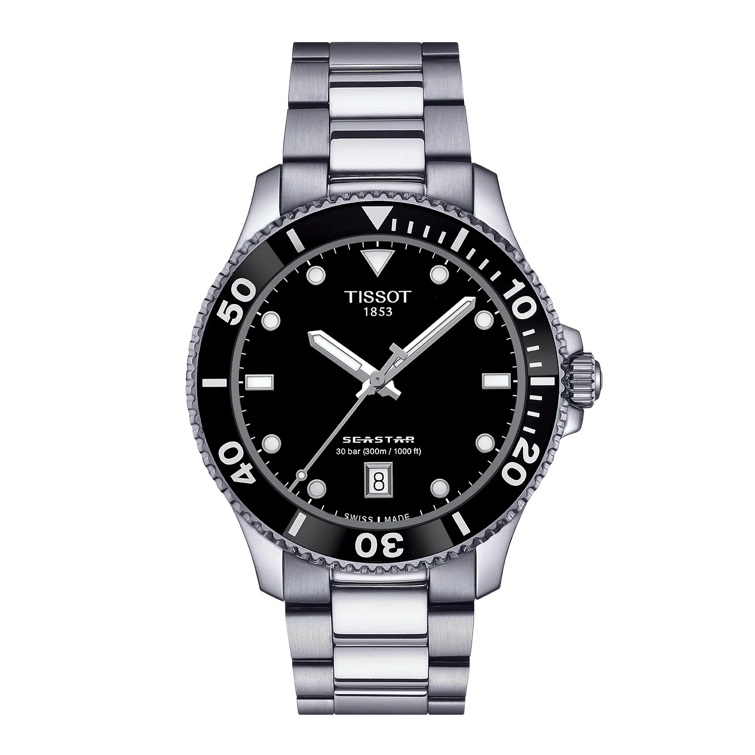 Tissot - Seastar 1000 stål med lænke, 40 mm - T1204101105100