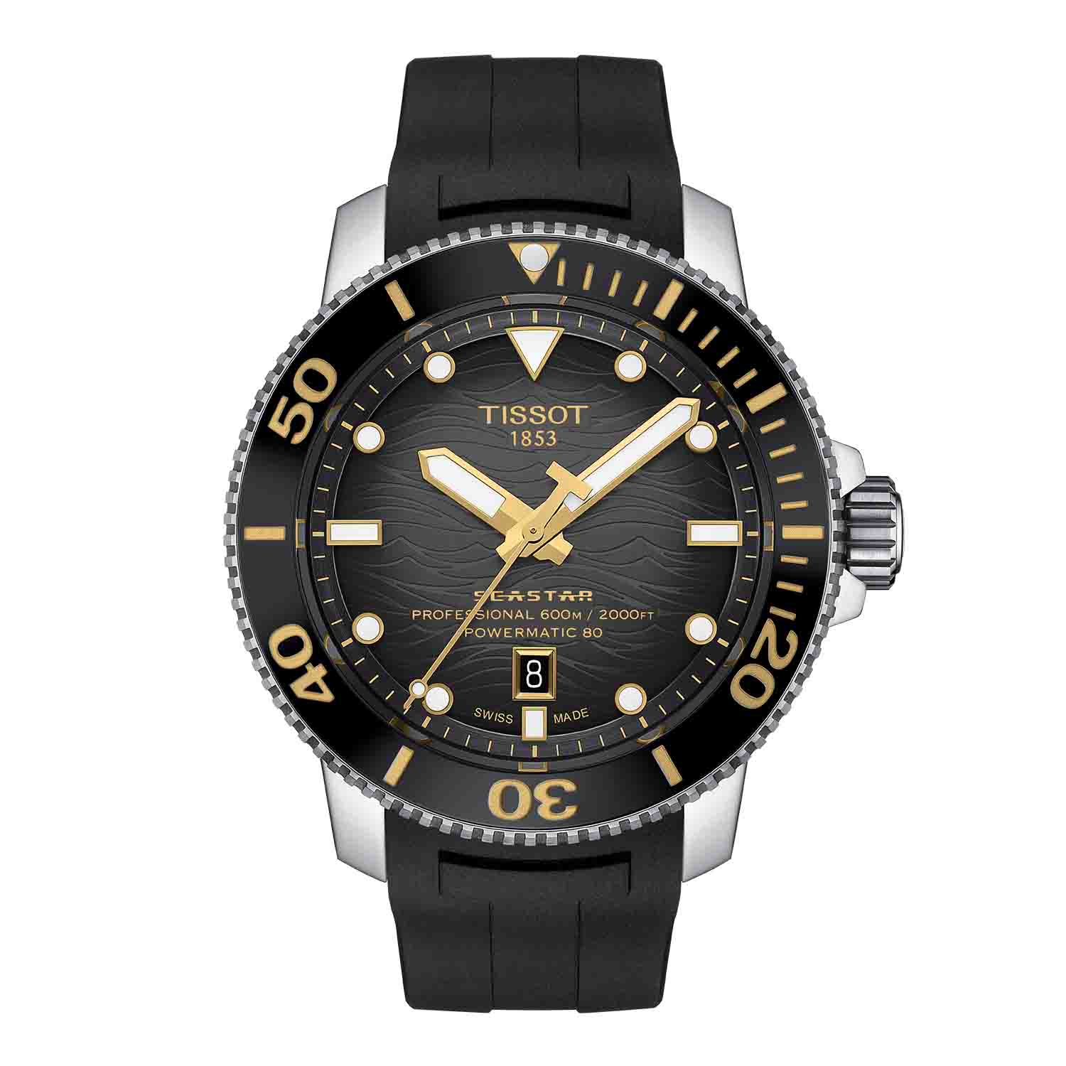 Tissot - Seastar 2000 Proffessional Powermatic 80 sort, 46mm - T1206071744101