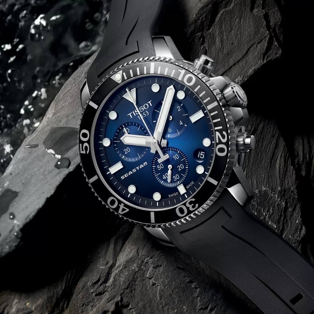 Tissot - Seastar Chrono m. gummirem, 45,5 mm - T1204171704100 - Image 3