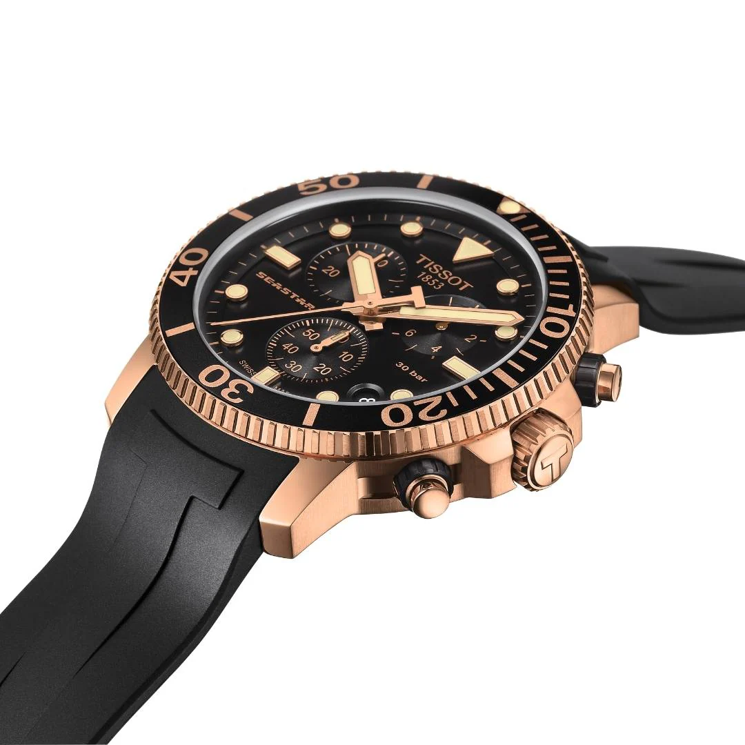 Tissot - Seastar Chrono m. sort gummirem, 45,5 mm - T1204173705100 - Image 2