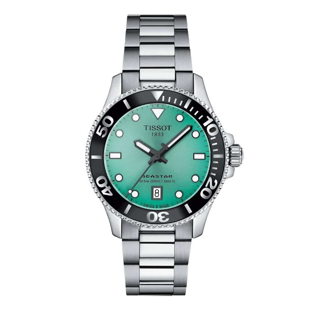 Tissot - Seastar m. turkis urskive, 36 mm - T1202101109100