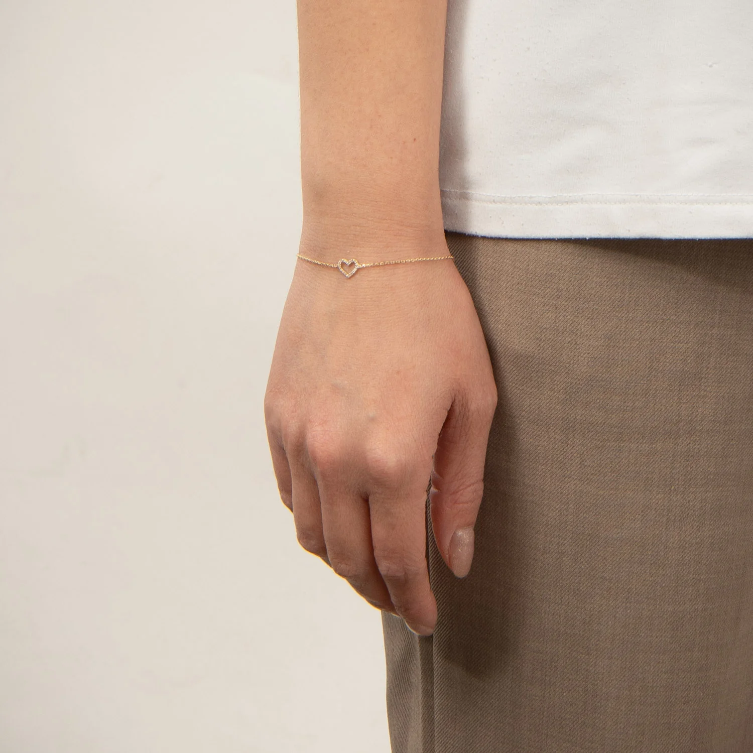 Vibholm GULD - Armbånd m. hjerte og zirkonia, 16,5+2 cm - 8 kt. guld - Image 2