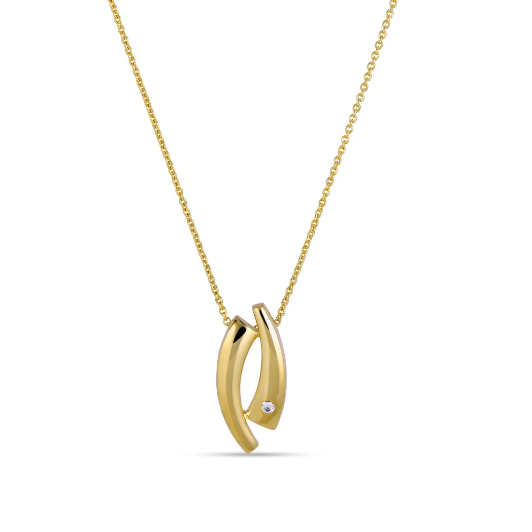 Vibholm GULD - Asymmetrisk vedhæng m. zirkonia, 45+3 cm - 9 karat guld