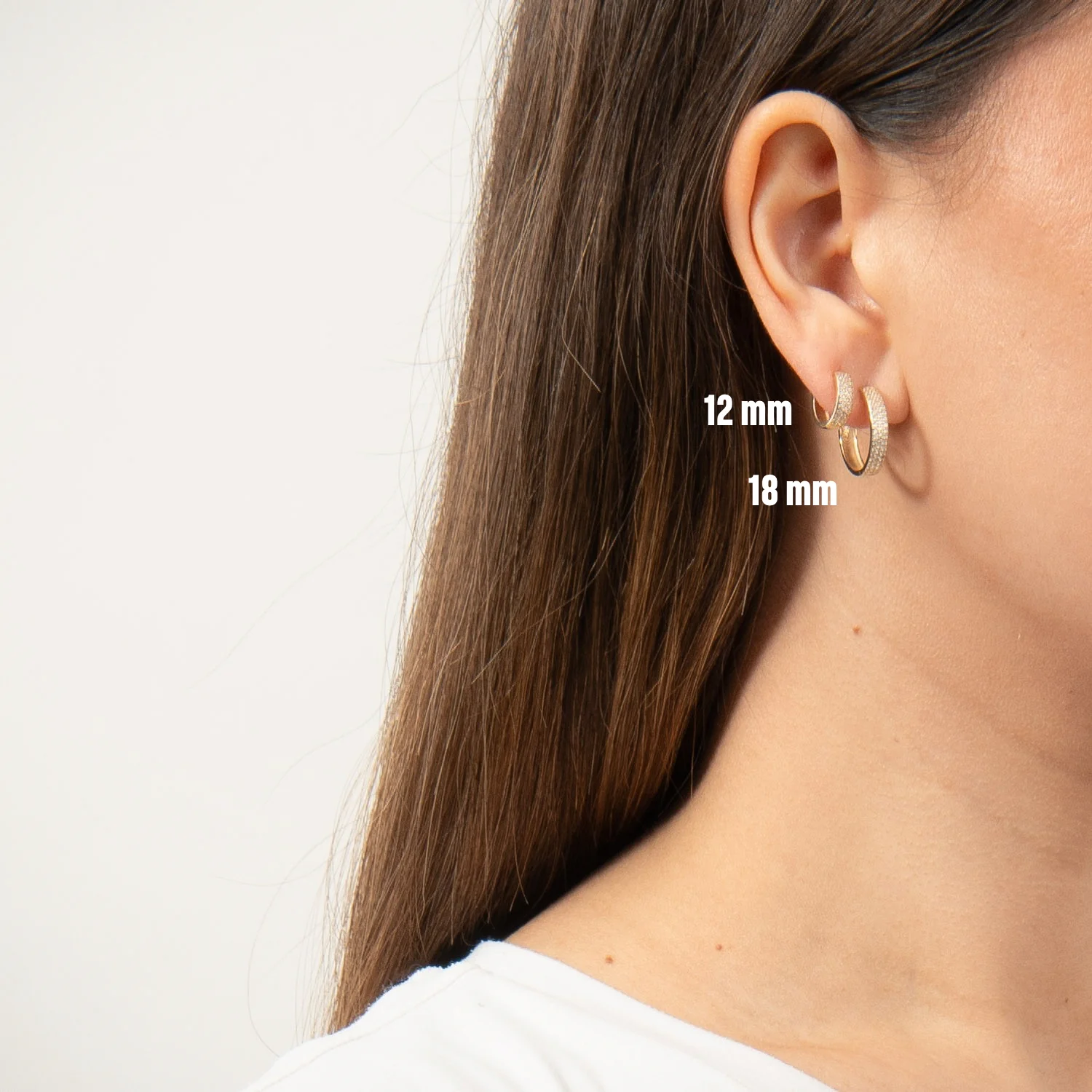 Vibholm GULD - Clickcreoler m. zirkonia, 12 mm - 8 kt. guld - Image 3