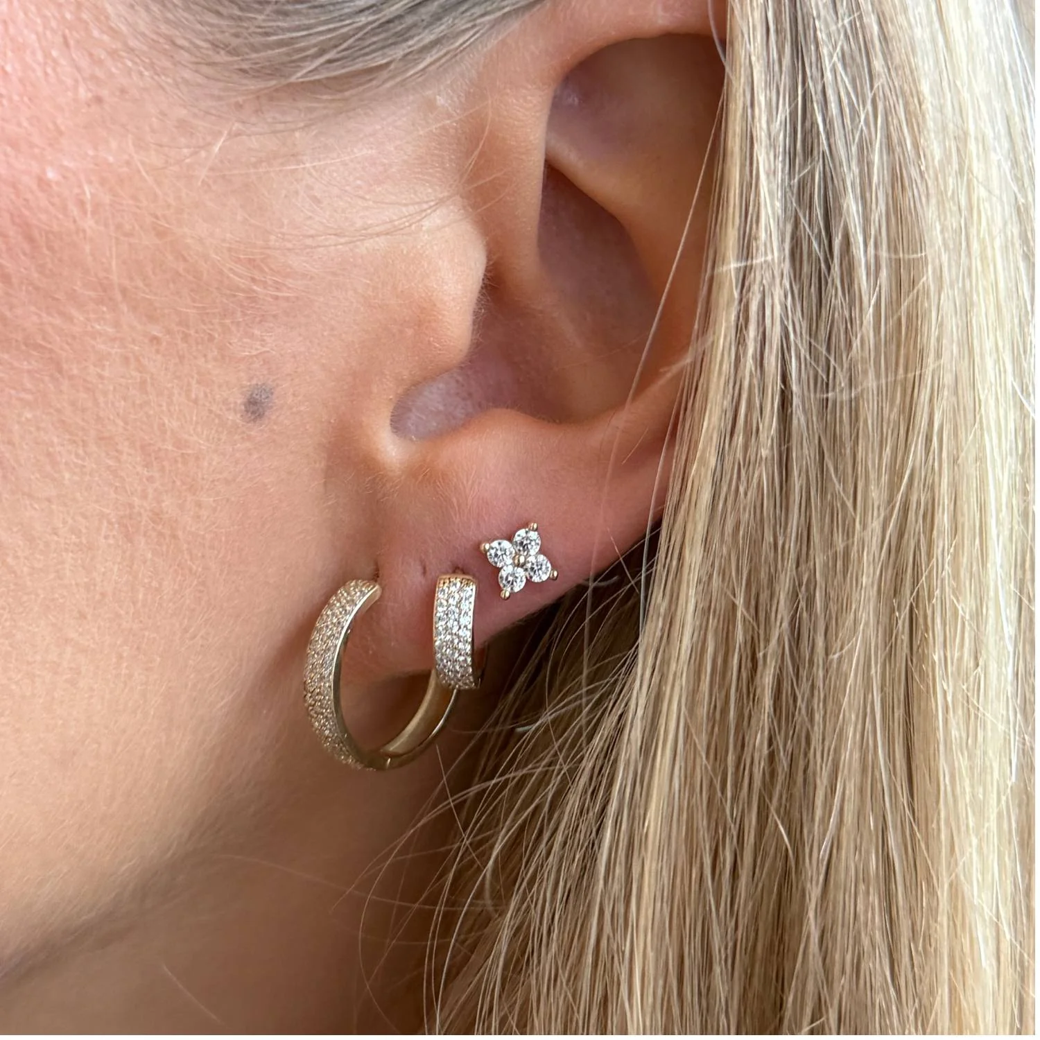 Vibholm GULD - Clickcreoler m. zirkonia, 12 mm - 8 kt. guld - Image 5