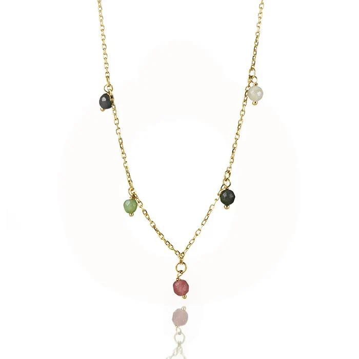 Vibholm GULD - Collier med farvede sten - GA4345