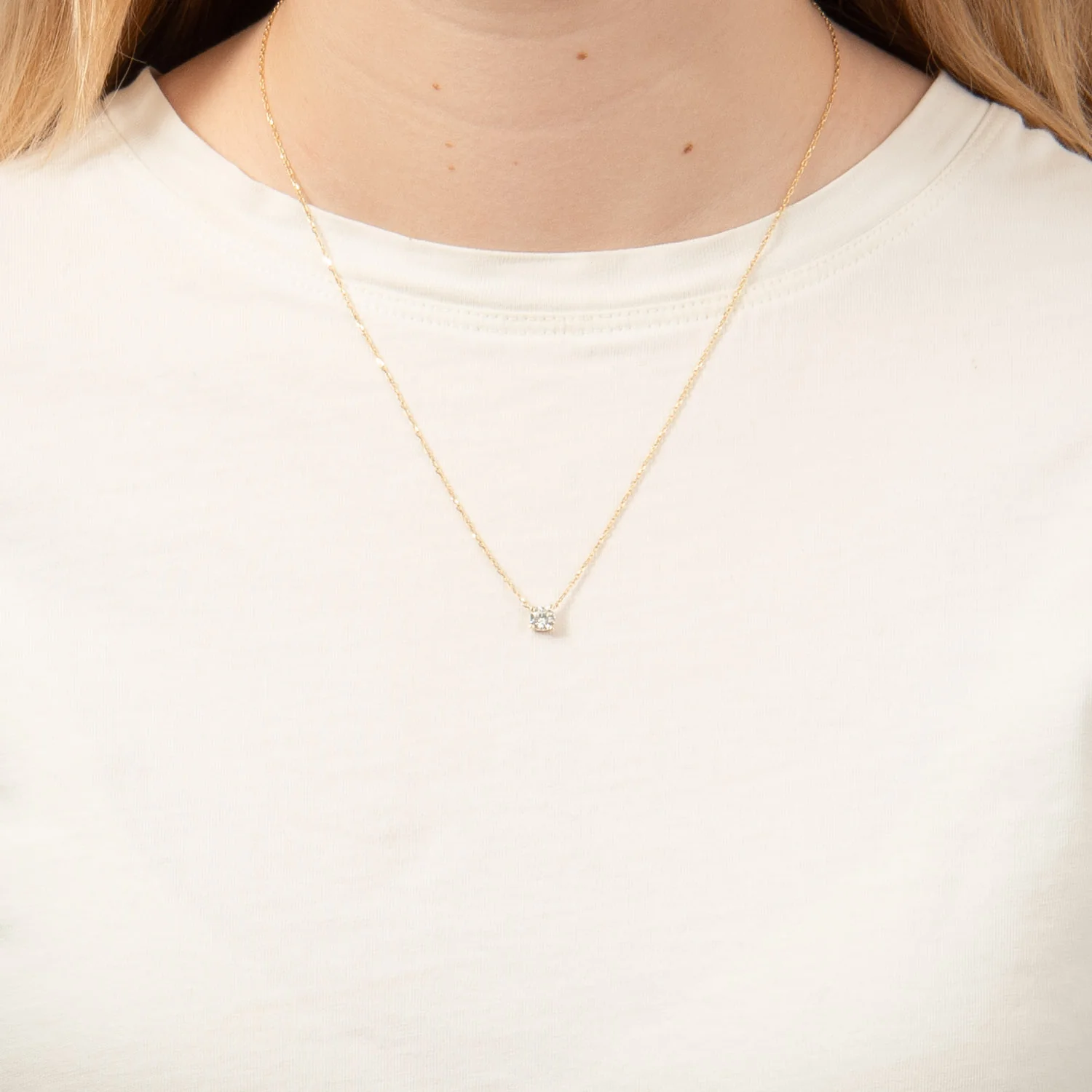 Vibholm GULD - Elegant halskæde m. zirkonia, 43 cm/5 mm - 8 kt. guld - Image 2