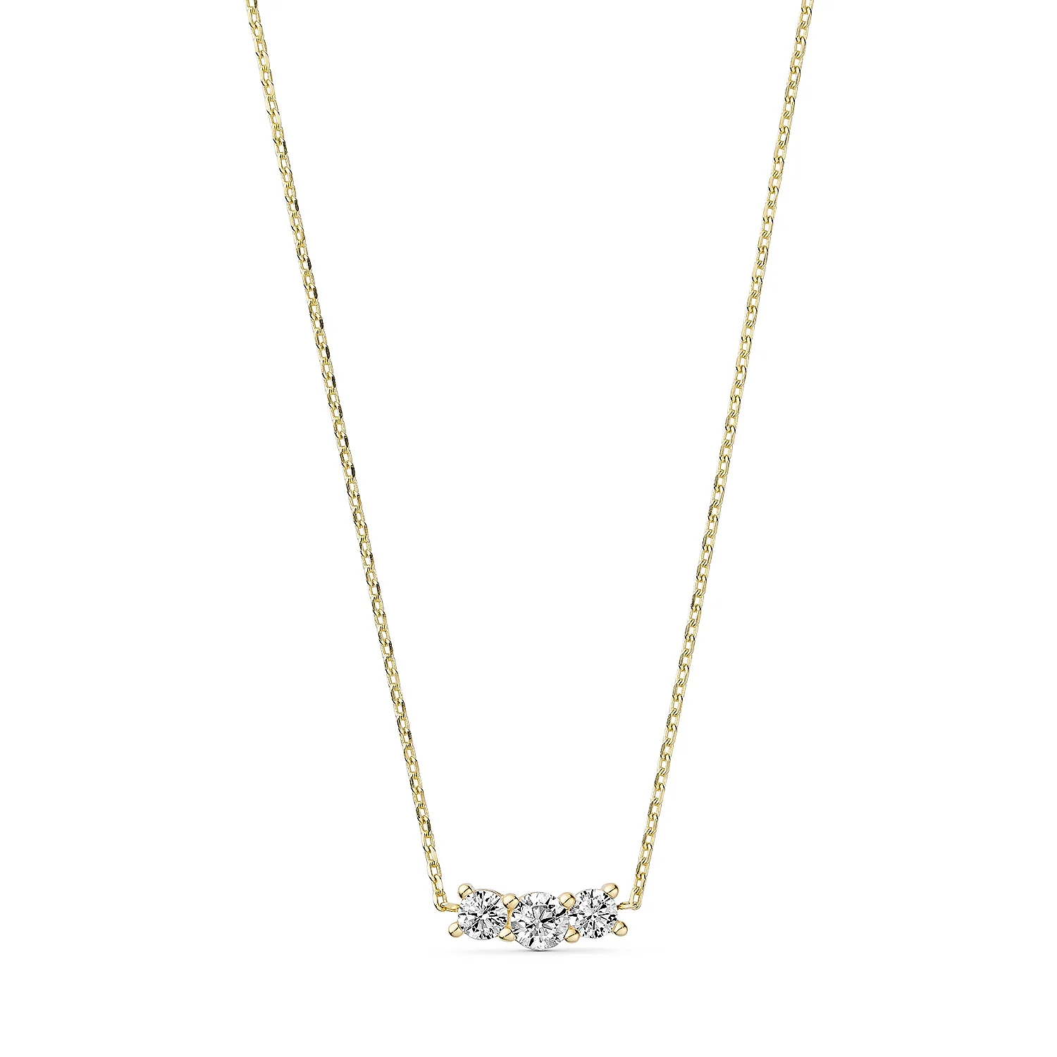 Vibholm GULD - Halskæde, 3 x zirkonia/45+3 cm - 8 kt. guld