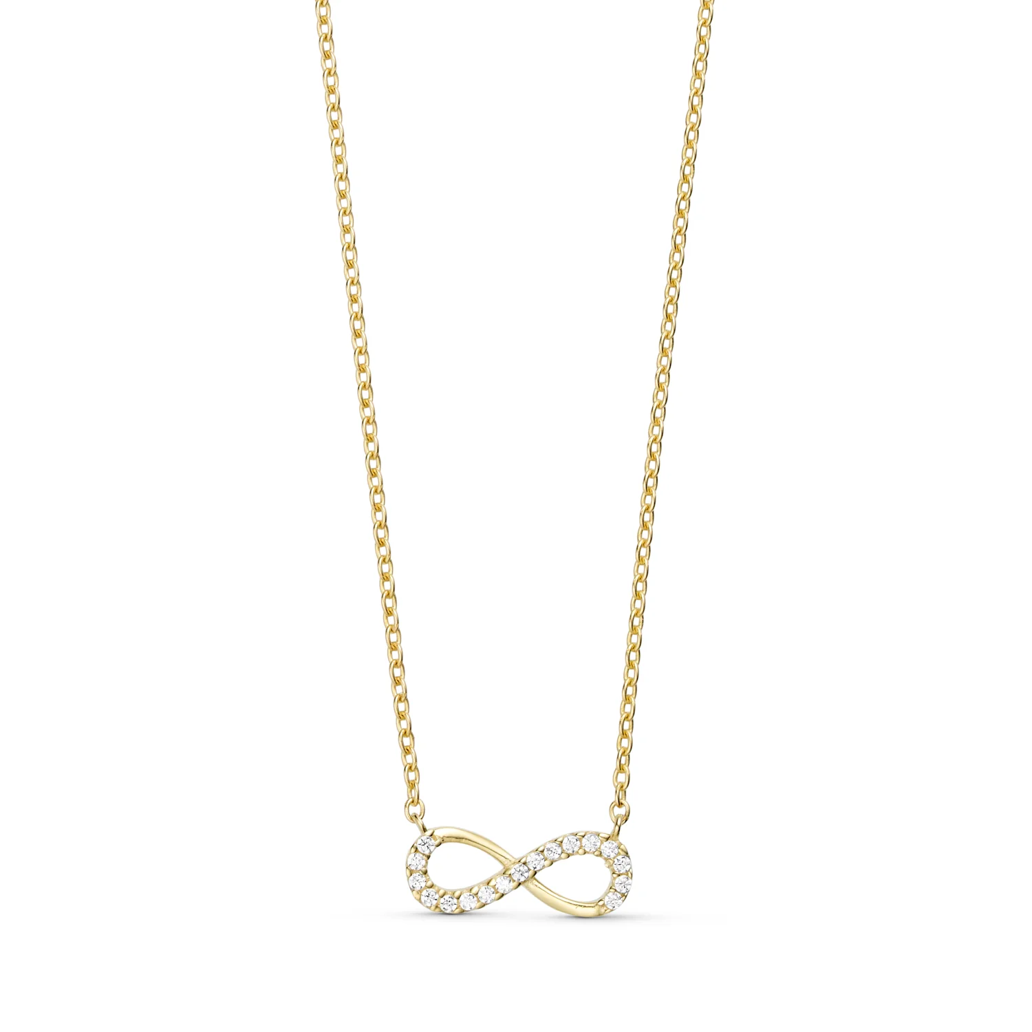 Vibholm GULD - Halskæde m. elegant evighedstegn, zirkonia/45 cm - 8 kt. guld