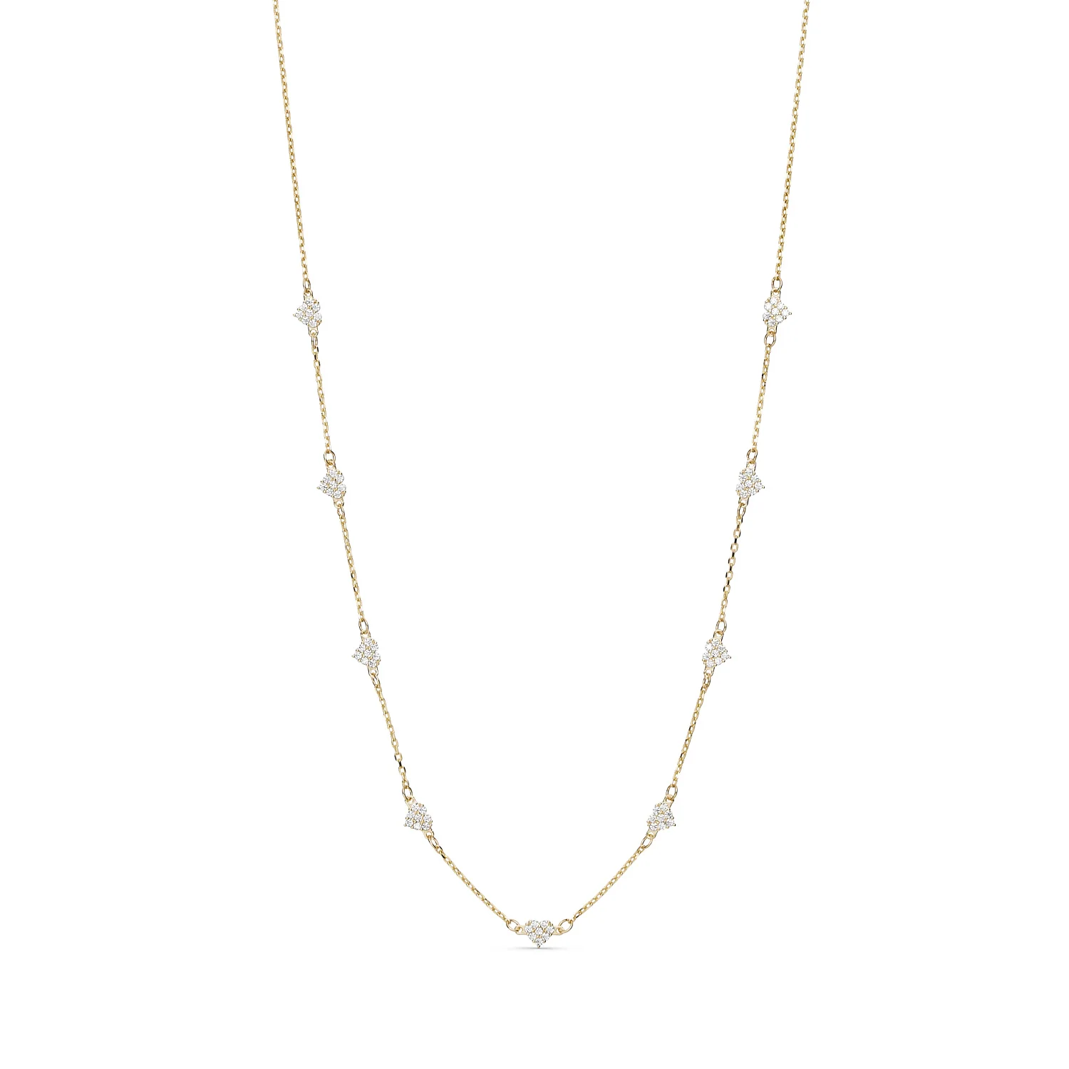 Vibholm GULD - Halskæde m. hjerter/zirkonia, 45 cm - 8 kt. guld