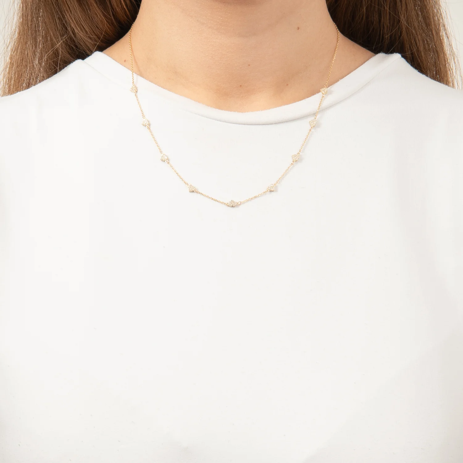 Vibholm GULD - Halskæde m. hjerter/zirkonia, 45 cm - 8 kt. guld - Image 2