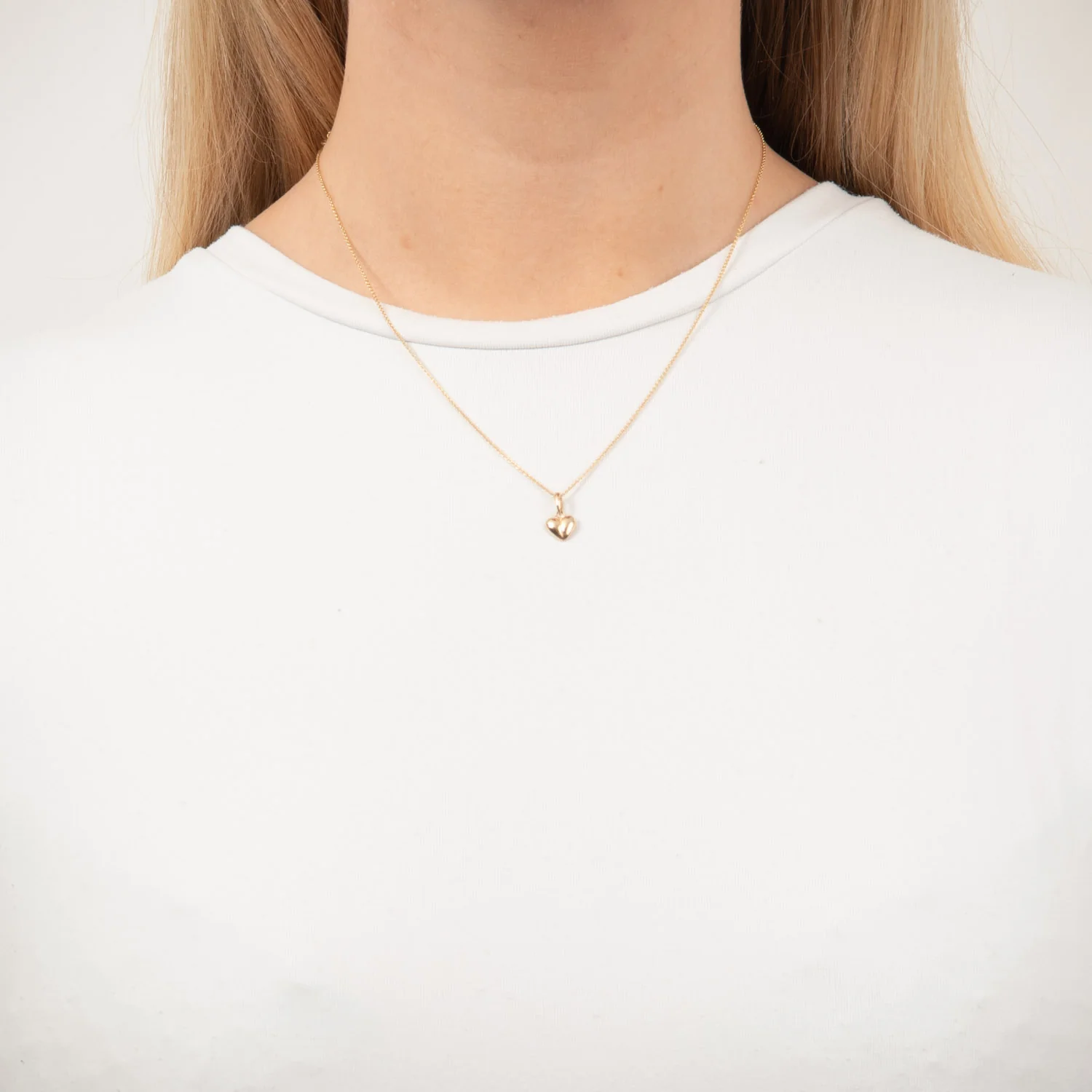 Vibholm GULD - Hjertevedhæng m. forgyldt kæde, 45+3 cm - 9 karat guld - Image 2