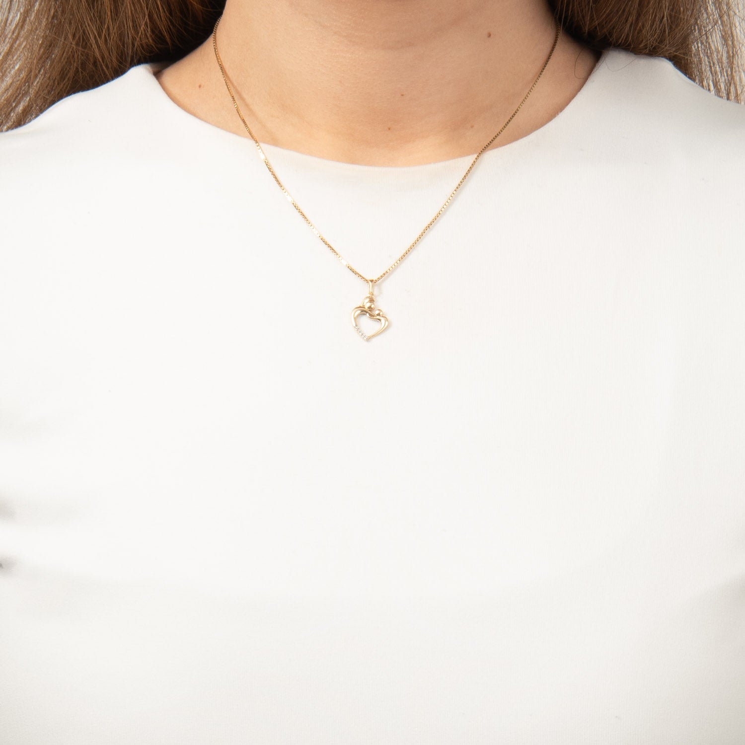 Vibholm GULD - Hjertevedhæng m. Mor/Barn, zirkonia - 8 kt. guld - Image 2