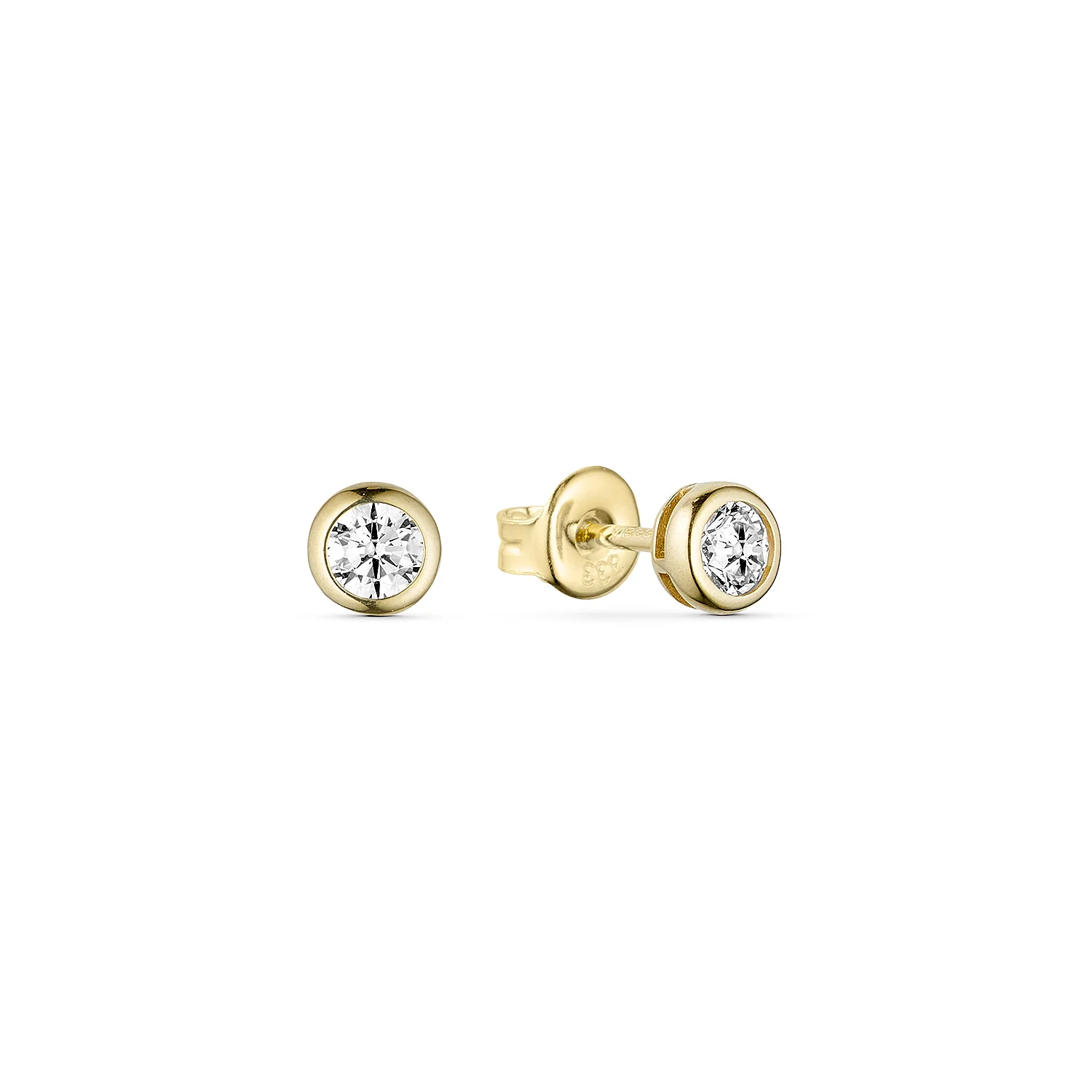 Vibholm GULD - Øreringe m. zirkonia, 5 mm - 8 kt. guld