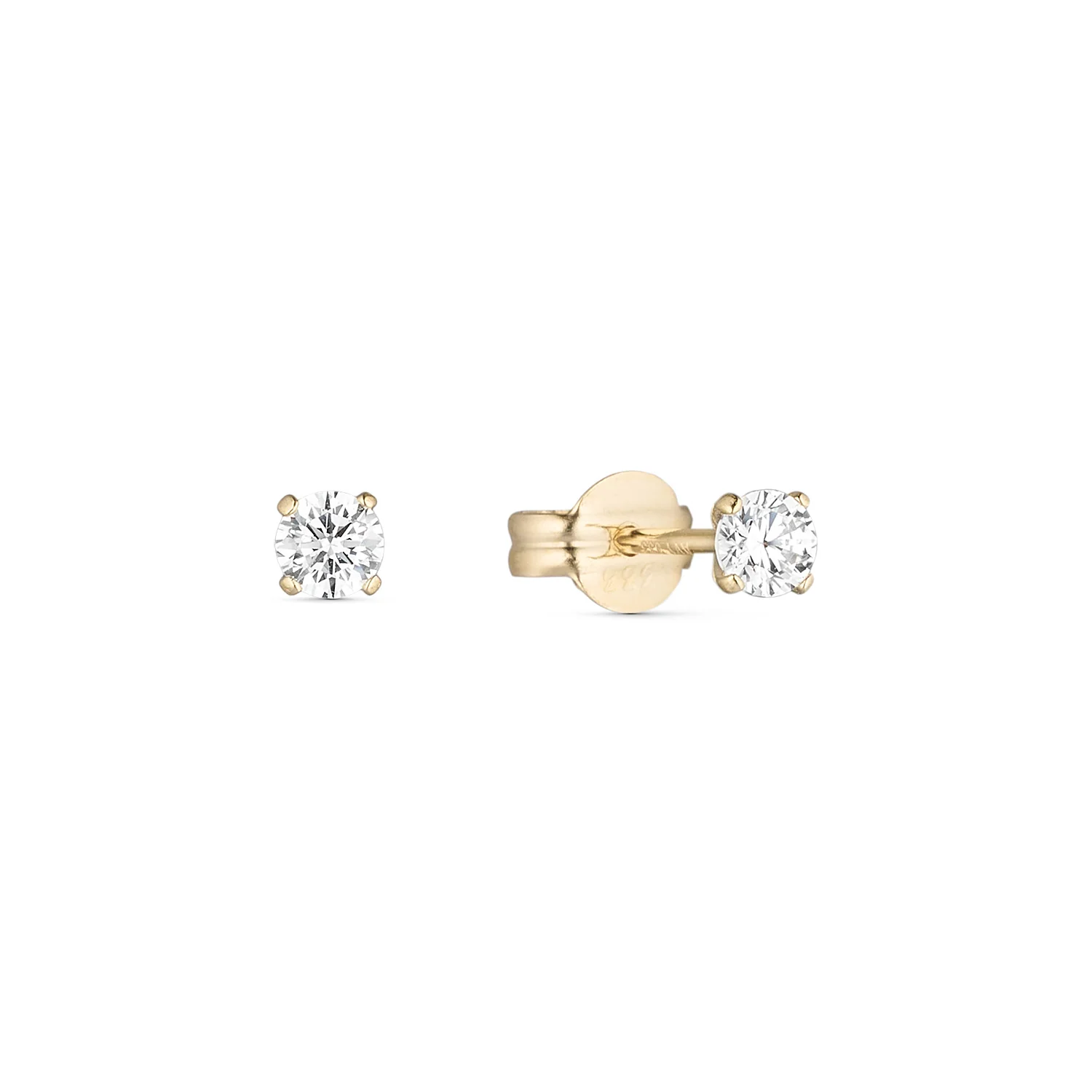 Vibholm GULD - Ørestikker m. zirkonia, 4 grabber/3 mm - 14 kt. guld