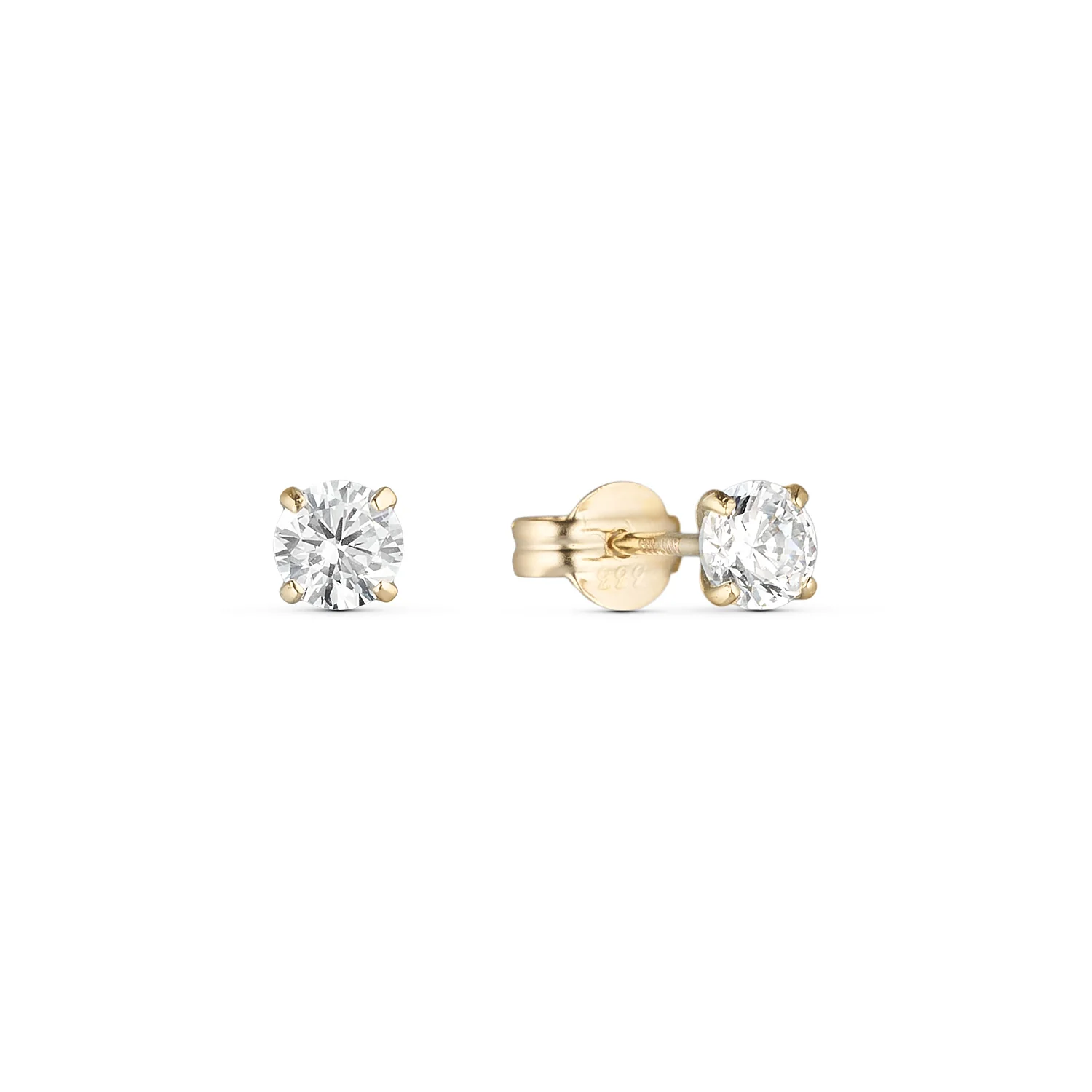 Vibholm GULD - Ørestikker m. zirkonia, 4 grabber/4 mm - 14 kt. guld