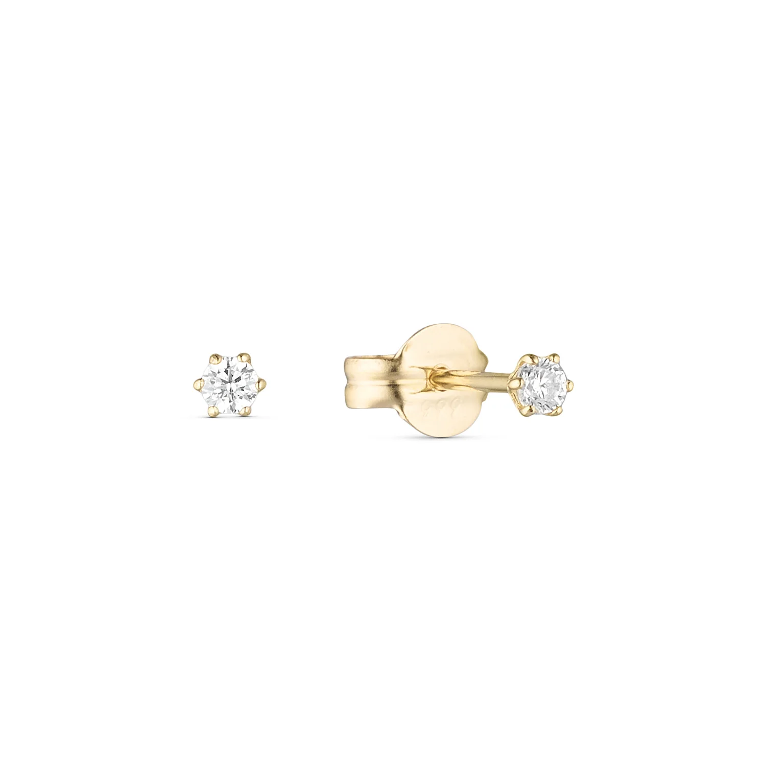 Vibholm GULD - Ørestikker m. zirkonia, 6 grabber/2 mm - 14 kt. guld