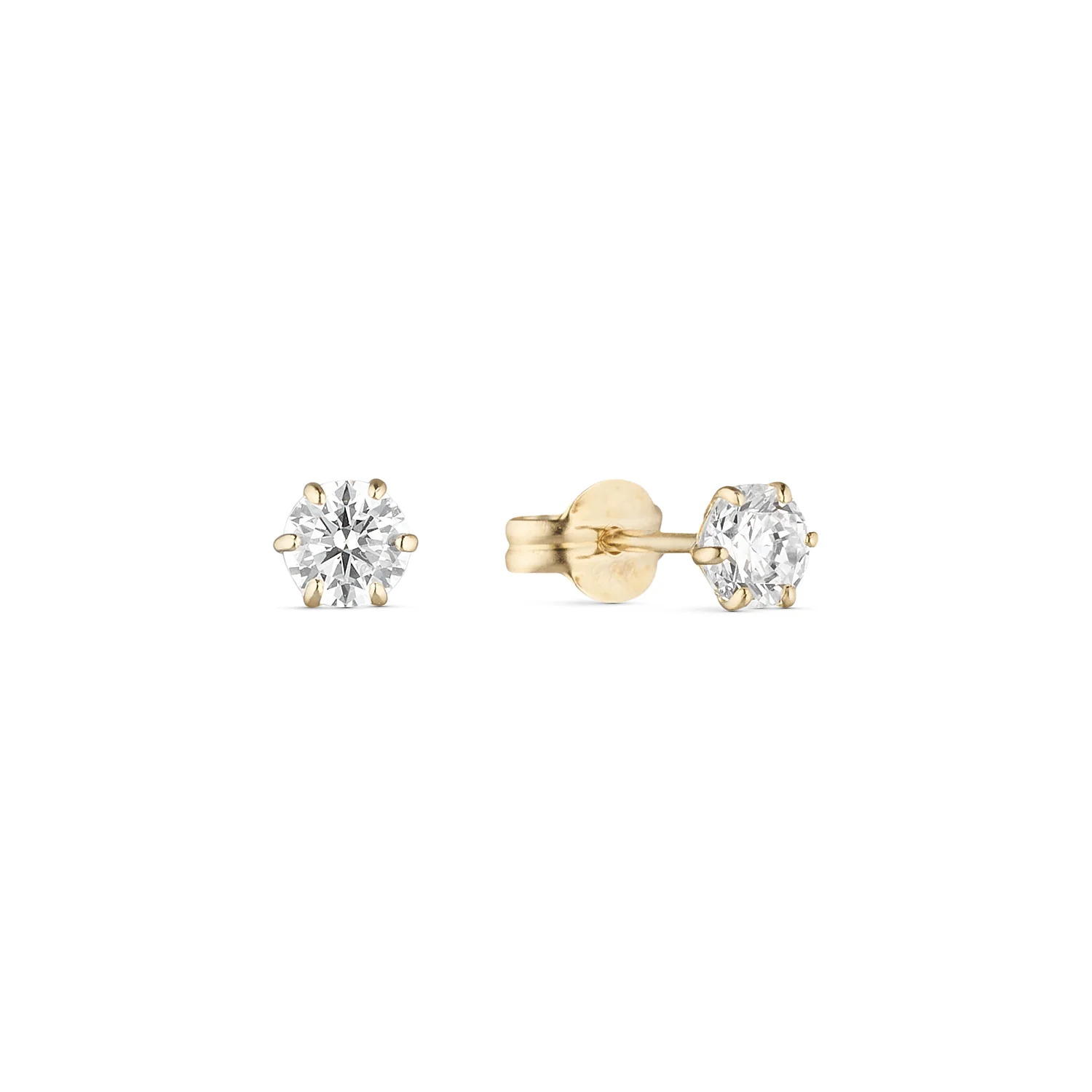 Vibholm GULD - Ørestikker m. zirkonia, 6 grabber/4 mm - 14 kt. guld